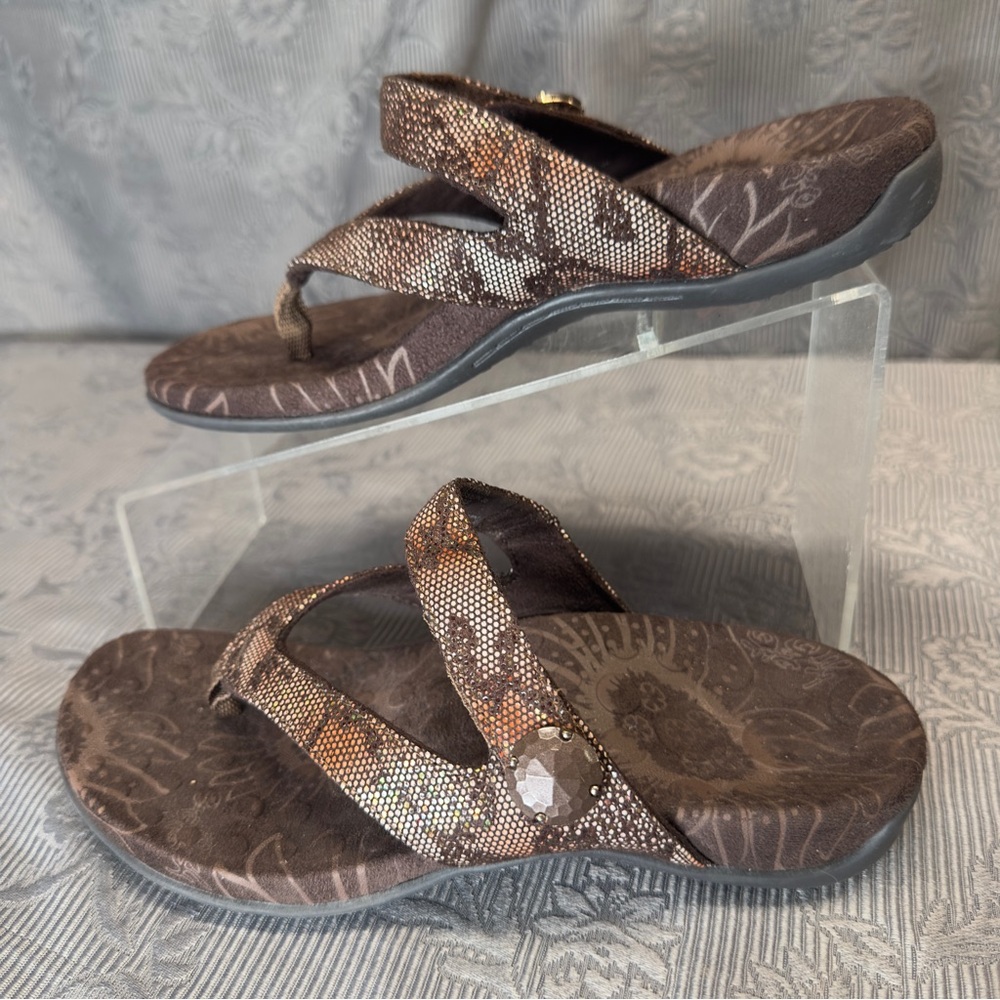 Orthaheel Cocoa Bronze Snake Skin Thong Sandals EU36 US5